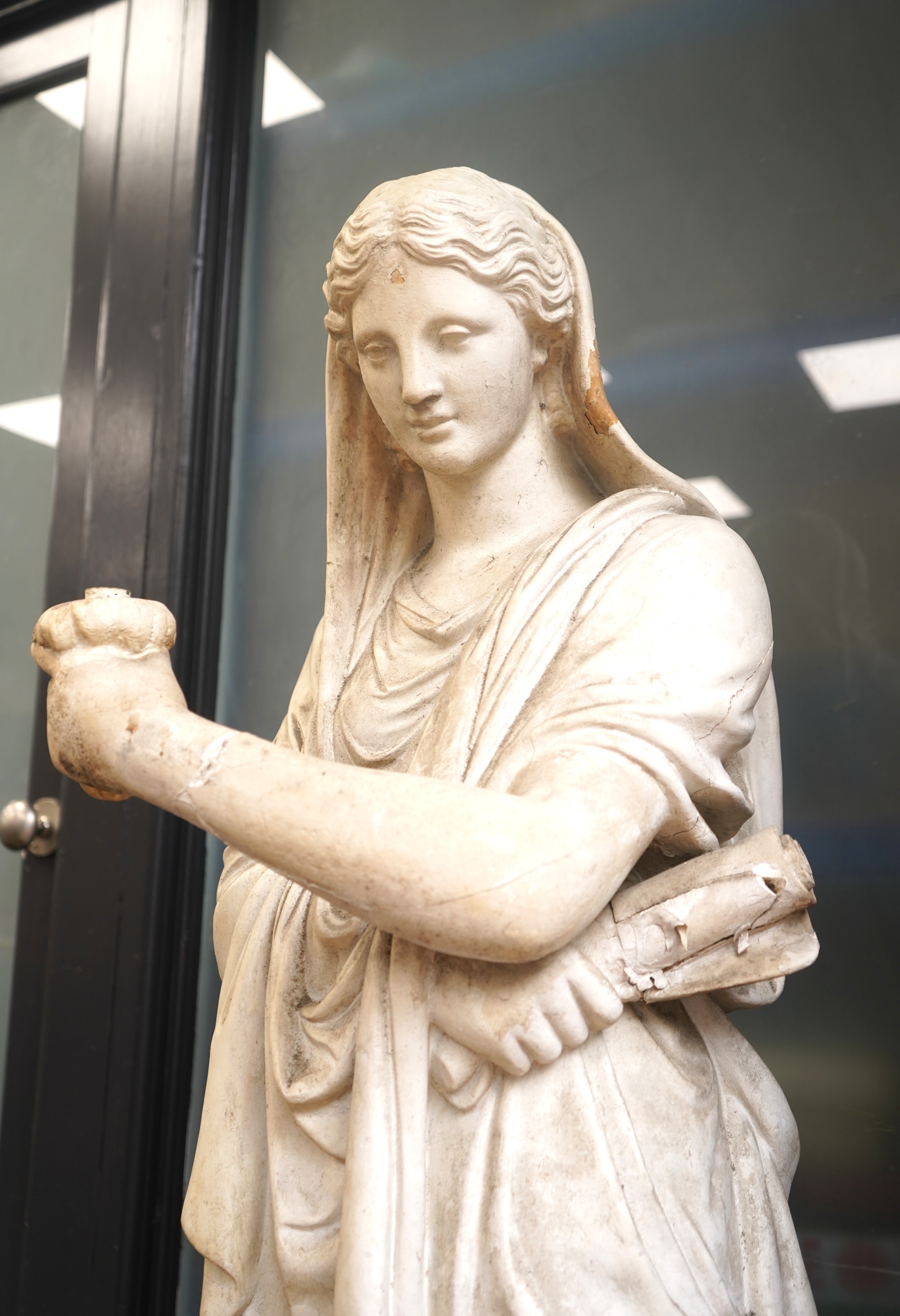 Louis or Luigi Brugiotti (c.1818-1888), A large painted plaster statue of a Vestal maiden